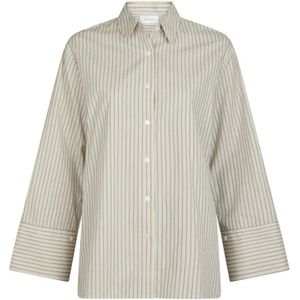 Neo Noir, Dames, Blouses & Shirts, Beige, Maat: 2XL Katoen,