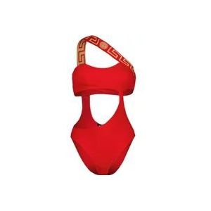 Versace Asymmetrische een-schouder badpak , Red , Dames , Maat: L