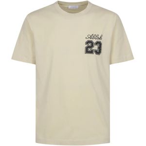 Off White - 23 Logo Slim S/S Tee - T-shirt - Beige - Katoen