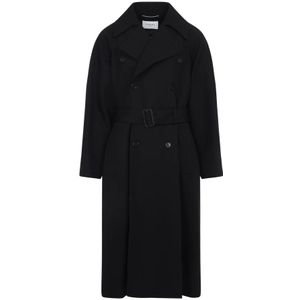 Saint Laurent, Heren, Mantels, Zwart, Maat: M Wol,