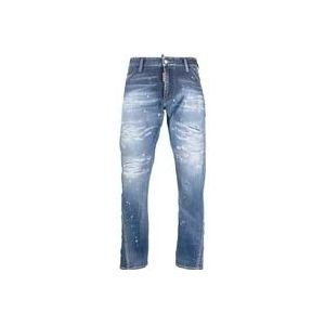Dsquared2 Versleten Slim-Fit Blauwe Jeans , Blue , Heren , Maat: L