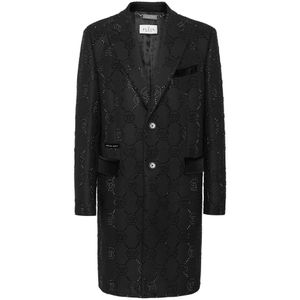 Philipp Plein, Heren, Mantels, Zwart, Maat: M Wol,