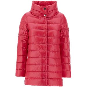 Herno - Amelia Padded Coat - A-lijn Jas - Roze - Lichtgewicht 90/10 Ganzendons