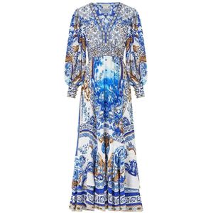 Camilla, Dames, Jurken, Blauw, Maat: XS Zijde,