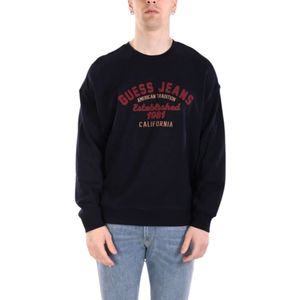 Guess, Heren, Sweatshirts & Hoodies, Blauw, Maat: M Fleece,