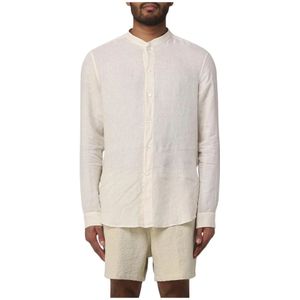 Paolo Pecora, Heren, Overhemden, Beige, Maat: XL Linnen,