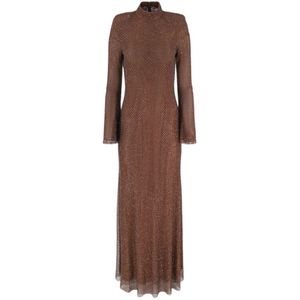 Self Portrait - Lange Jurk - Bruin - Glinsterende Versieringen
