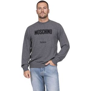 Moschino, Heren, Truien, Grijs, Maat: L Kasjmier,