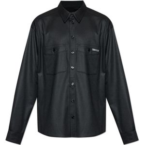 Dolce & Gabbana, Heren, Overhemden, Zwart, Maat: L Wol,