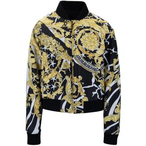 Versace Omkeerbare Jas met Ritssluiting en Hoge Kraag , Multicolor , Dames , Maat: M