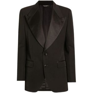 Dolce & Gabbana, Heren, Pakken, Zwart, Maat: M Satijn,