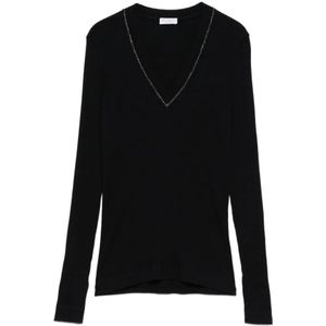 Brunello Cucinelli, Dames, Truien, Blauw, Maat: M Wol,