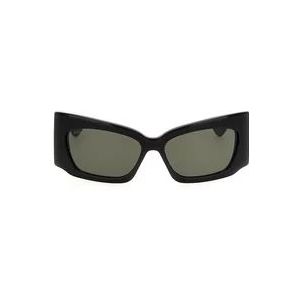 Gucci Zwarte vierkante zonnebril met GG-logo , Black , Dames , Maat: ONE Size