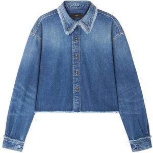 Alanui, Dames, Blouses & Shirts, Blauw, Maat: M Denim,