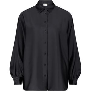 Blouse - Effen - Satijn - Lange Mouw - Losse Pasvorm