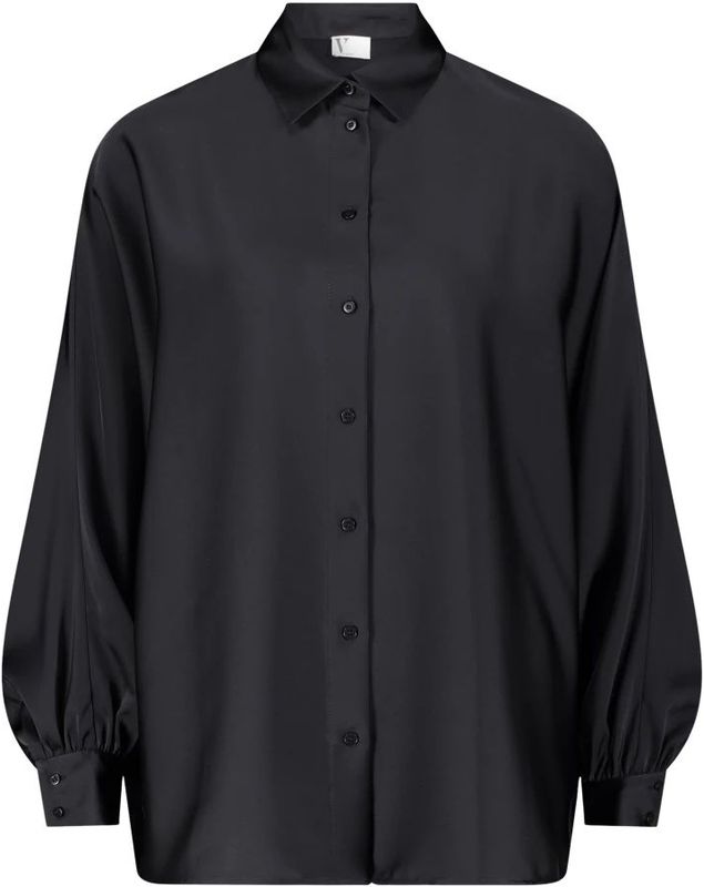 Blouse - Effen - Satijn - Lange Mouw - Losse Pasvorm