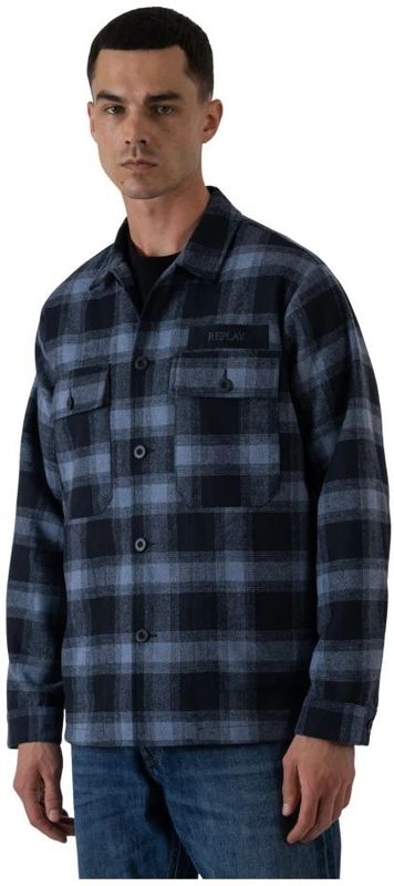 Replay - Overshirt - Blauw - Heren - Wol