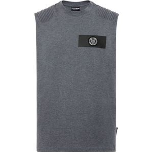 Plein Sport - T-Shirt Ronde Hals Mouwloos - Grijs - Katoen