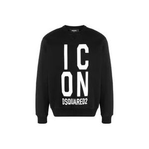 Dsquared2 Zwart Icon Logo Sweatshirt , Black , Heren , Maat: L