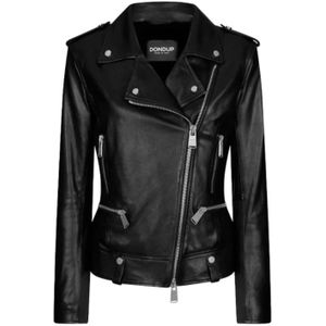 Dondup, Dames, Jassen, Zwart, Maat: S Leer,