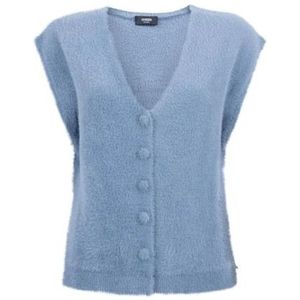 Jansen Amsterdam - Chelsie Pluche Gilet - Blauw - Mouwloos