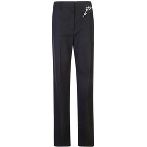 Prada, Dames, Broeken, Blauw, Maat: XS Wol,