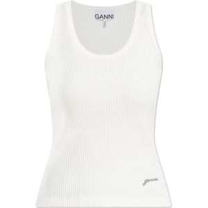 Ganni, Dames, Tops, Wit, Maat: M Katoen,