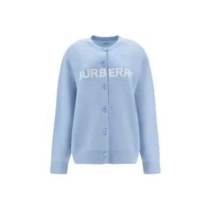 Burberry Blauwe Katoen en Wol Cardigan , Blue , Dames , Maat: M