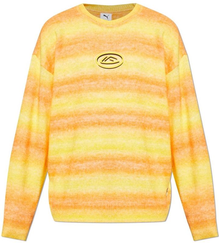 Puma - Trui met een Rubberen Patch - Geel - Heren - Licht Oversized