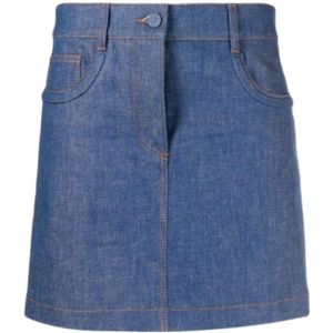 Fendi, Dames, Rokken, Blauw, Maat: S Denim,