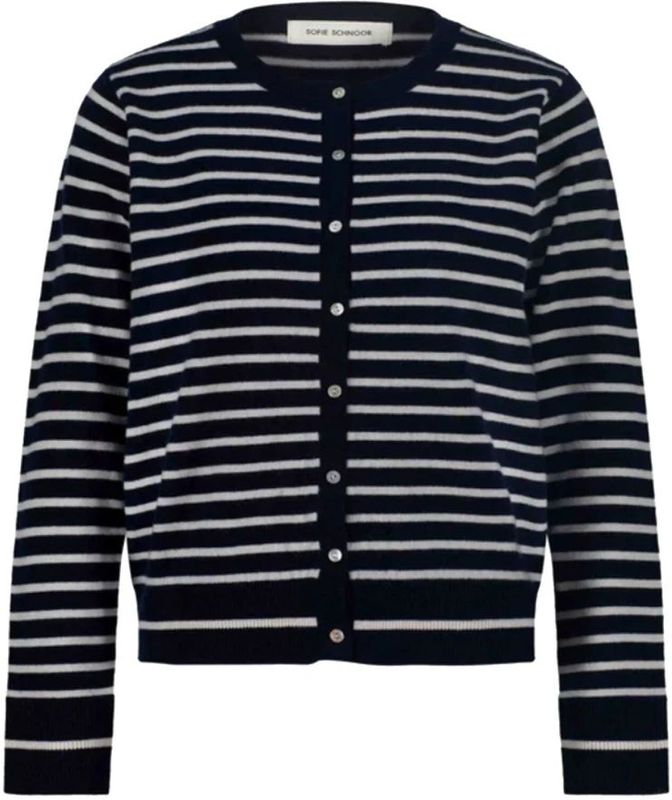 Sofie Schnoor - Cissesw - Cardigan - Donkerblauw Gestreept - 100% Merino Wol