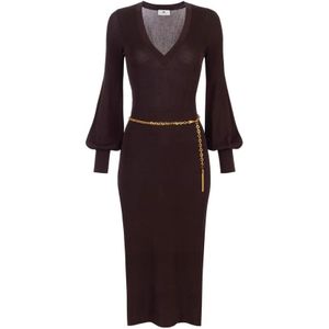 Elisabetta Franchi, Dames, Jurken, Paars, Maat: S Zijde,