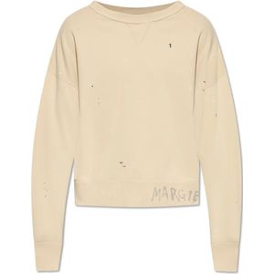 Maison Margiela, Heren, Sweatshirts & Hoodies, Beige, Maat: M Katoen,