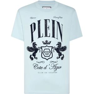 Philipp Plein, Heren, Tops, Blauw, Maat: S Katoen,