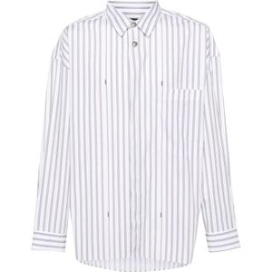 Jacquemus Verticaal Gestreept Katoenen Overhemd , White , Heren , Maat: M