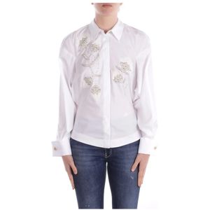 Elisabetta Franchi, Dames, Blouses & Shirts, Wit, Maat: M Katoen,