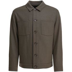 Vince, Heren, Jassen, Grijs, Maat: L Wol,