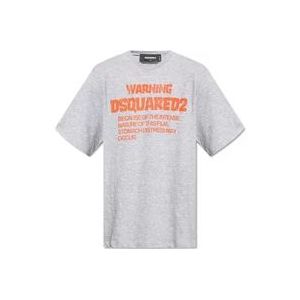 Dsquared2 T-shirt met logo , Gray , Heren , Maat: L