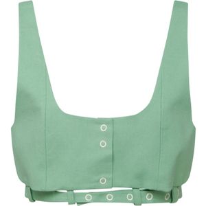 Ganni - Crop Top - Lichtgroen - Katoen - Mouwloos Design