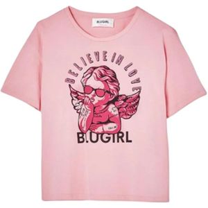 Blugirl, Dames, Tops, Roze, Maat: S Katoen,