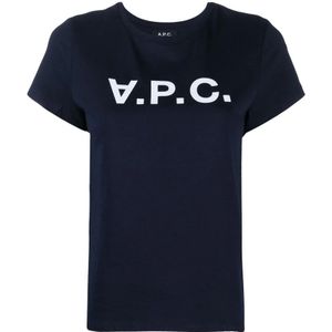 A.p.c., Dames, Tops, Blauw, Maat: XS Katoen,