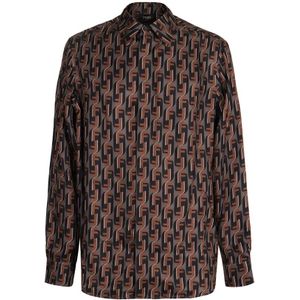 Fendi, Heren, Overhemden, Bruin, Maat: M Zijde,