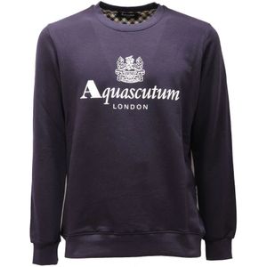 Aquascutum, Heren, Sweatshirts & Hoodies, Blauw, Maat: M Katoen,