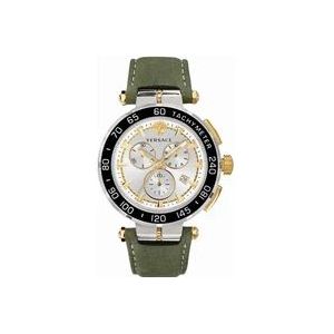 Versace Greca Chrono Leren Band Horloge , Multicolor , Heren , Maat: ONE Size