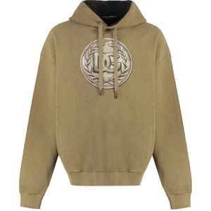 Dolce & Gabbana, Heren, Sweatshirts & Hoodies, Beige, Maat: M Katoen,