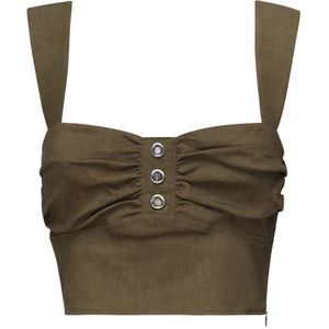 Pinko - Mouwloze Top - Olijfgroen - Linnenmix - Regular Fit