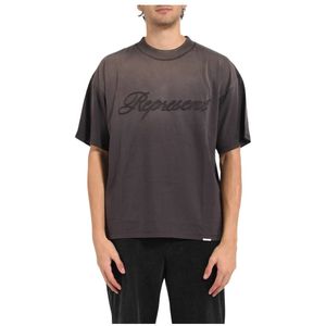 Represent, Heren, Tops, Grijs, Maat: S Katoen,