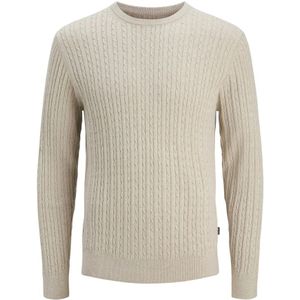 Jack & Jones - JJEEMIL KNIT CABLE CREW NECK - Gebreide Trui - Oatmeal