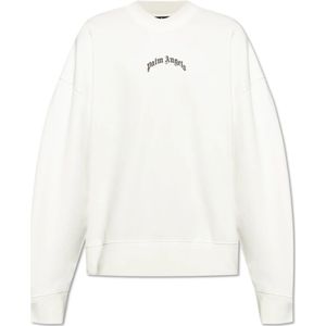 Palm Angels, Heren, Sweatshirts & Hoodies, Wit, Maat: L Katoen,