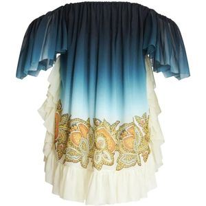Etro, Dames, Blouses & Shirts, Blauw, Maat: XS Zijde,